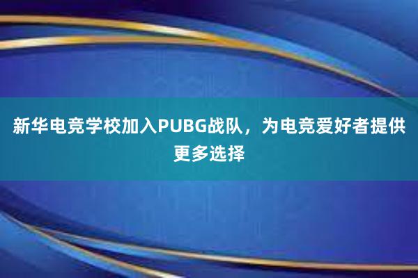 新华电竞学校加入PUBG战队，为电竞爱好者提供更多选择